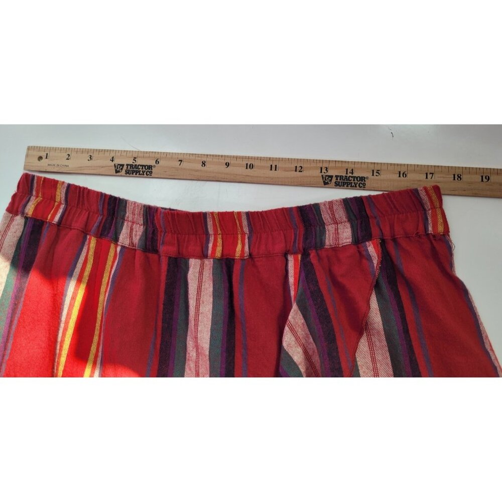 R Cinco Ranch Skirt L Asymmetrical Hem Faux Wrap Red Stripe Elastic Waist Ruffle - Picture 8 of 13